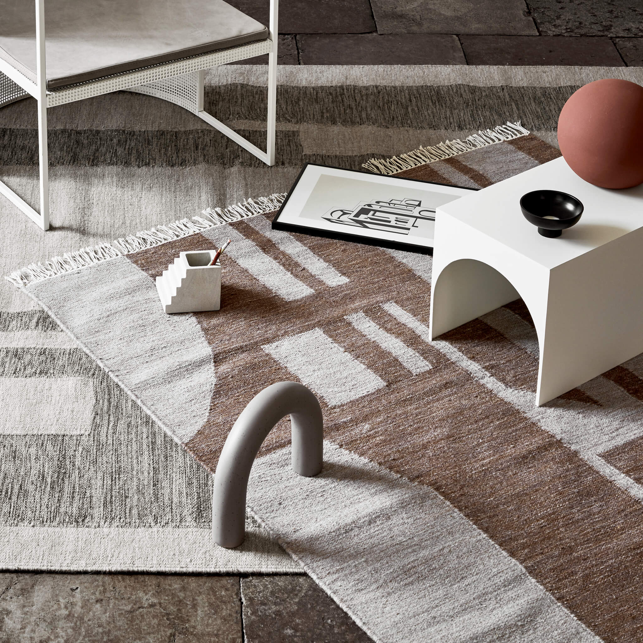 Contemporary Kelim Gulvtæppe 140 x 200